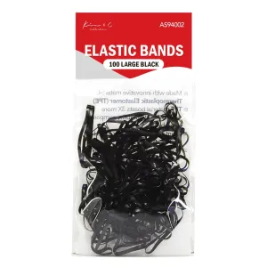 100 Large Elastic Bands - Matte Black #94002