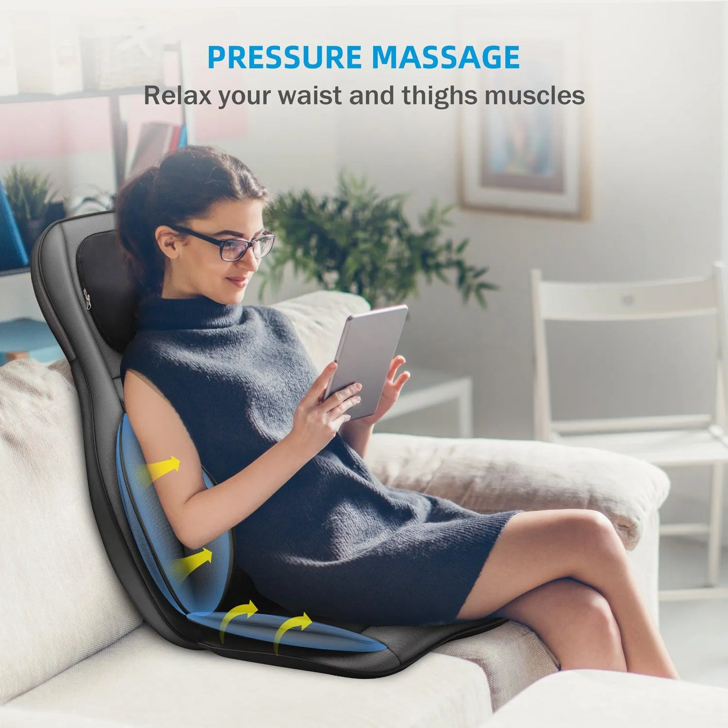 Comfier Shiatsu Neck Back Massager with APP Remote, Heating Compression Seat Cushion Massagers