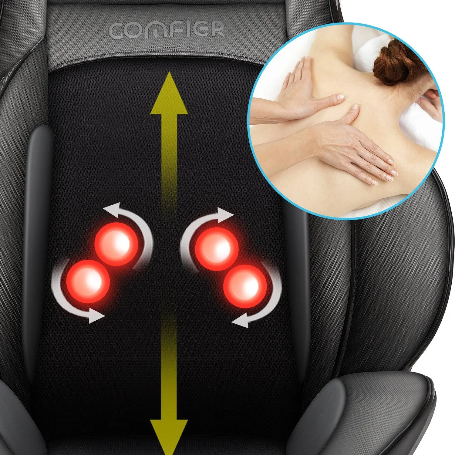 Comfier Shiatsu Neck Back Massager with APP Remote, Heating Compression Seat Cushion Massagers