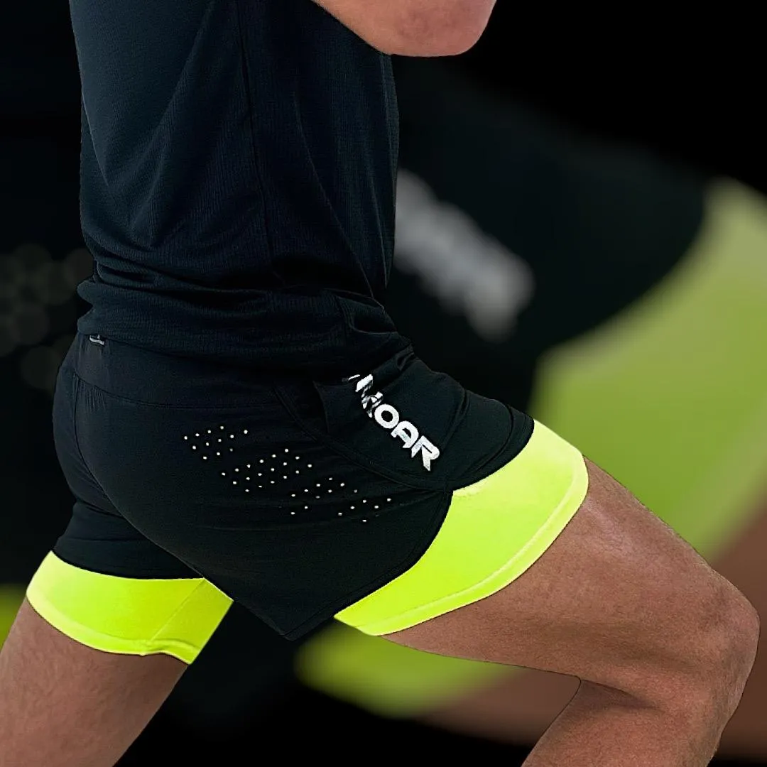 HyperFlex Duo 2 in 1 Training Shorts Black & Highlighter Green/Yellow