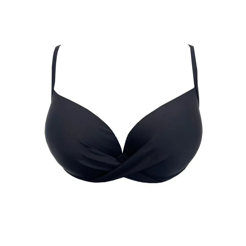 LAVSA PUSH UP BIKINI TOP IN LIQUORICE BLACK
