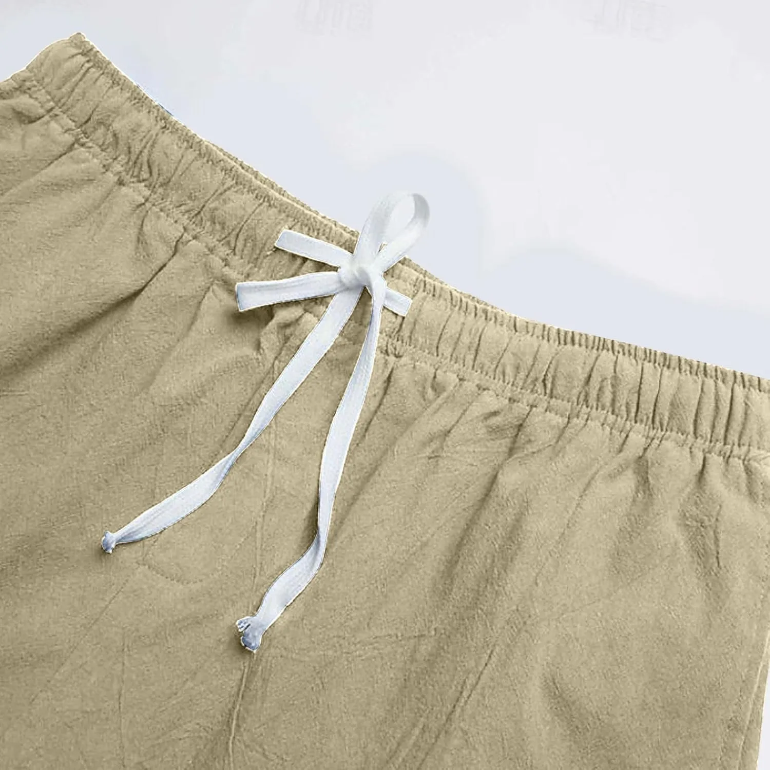 Muscularfit Mens Casual Beach Shorts Summer Loose Comfy Drawstring Elastic Waist Shorts Trendy Solid Vacation Workout Pants