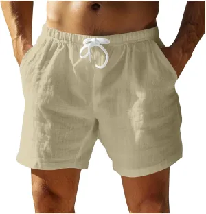 Muscularfit Mens Casual Beach Shorts Summer Loose Comfy Drawstring Elastic Waist Shorts Trendy Solid Vacation Workout Pants