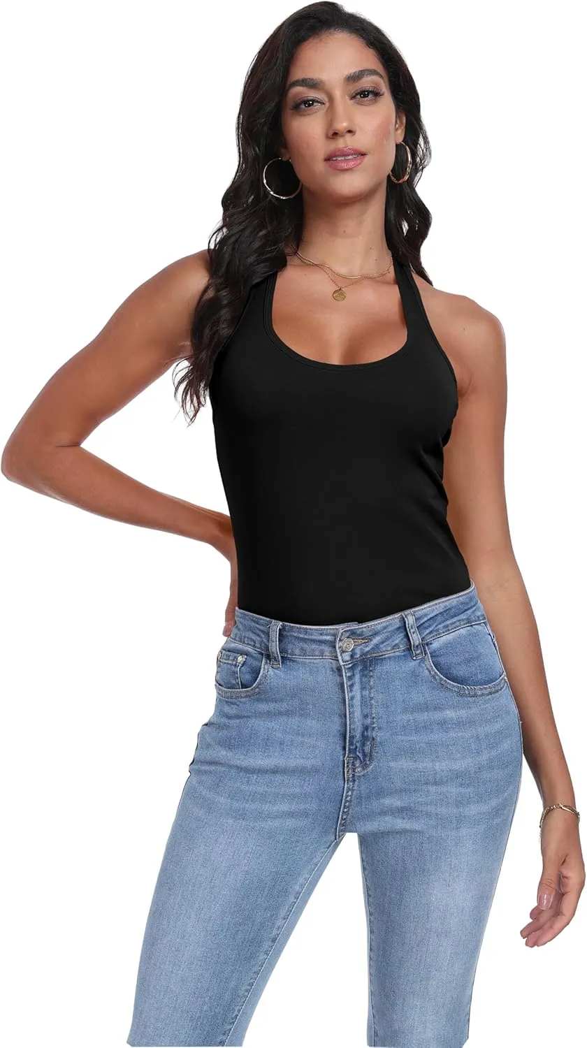 Racerback Tank Tops for Women Cotton Long Camisoles Gym Workout Undershirt Yoga 3 Packs