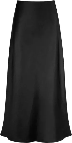 Skirt for Women Dressy Casual Elegant Silky Satin Ruffle Skirt Soft Fashion Slim Fit High Waist Bodycon Long Skirts