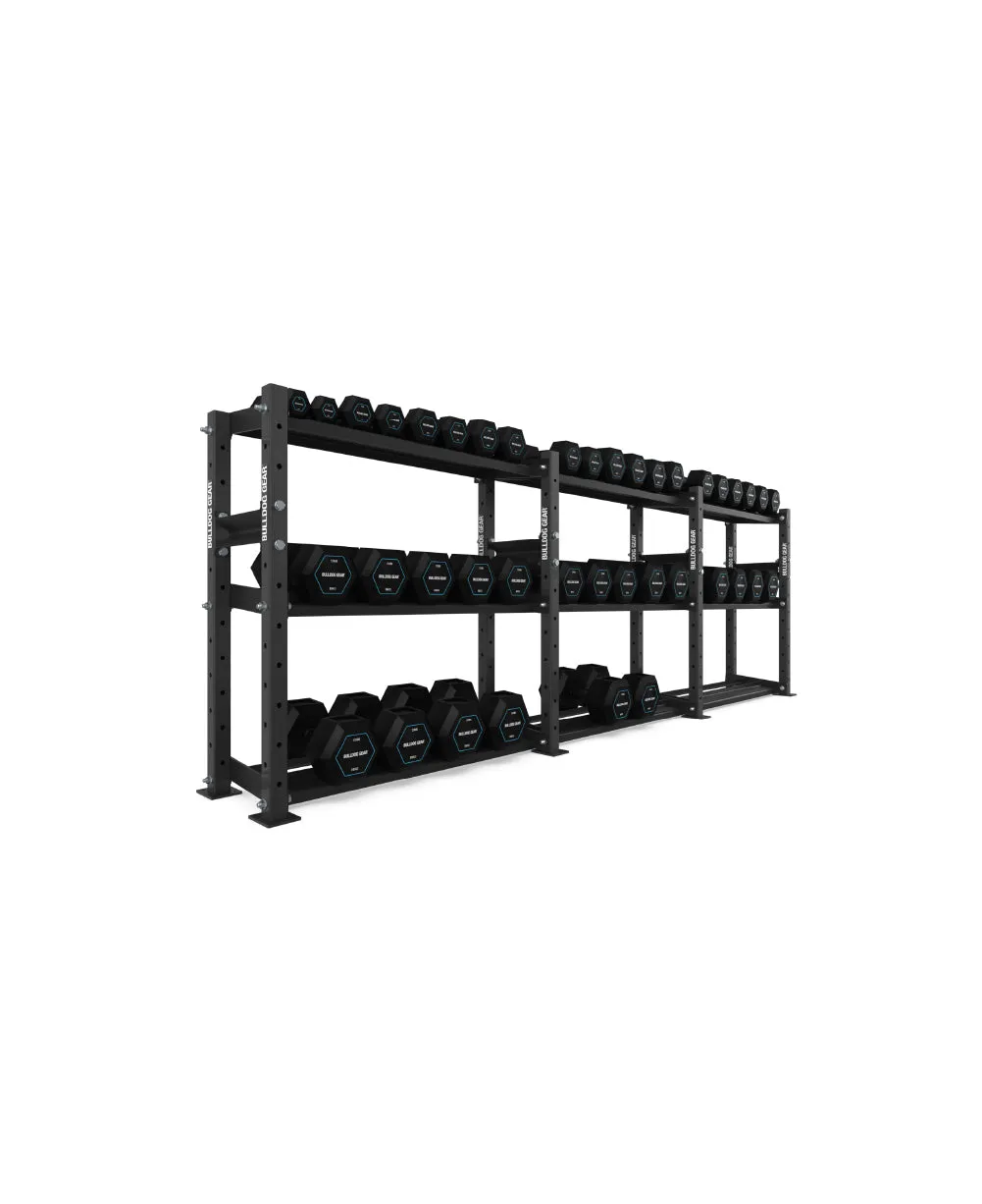 The Bulldog Gear - Hex Dumbbells 2.0 1050kg Set (2.5kg to 50kg)   Storage System - 338cm